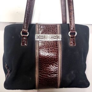 Brighton Shoulder Bag Purse Handbag Black Silver Accents